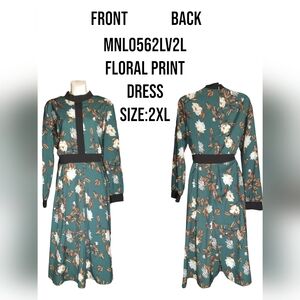 Floral Print Green Dress